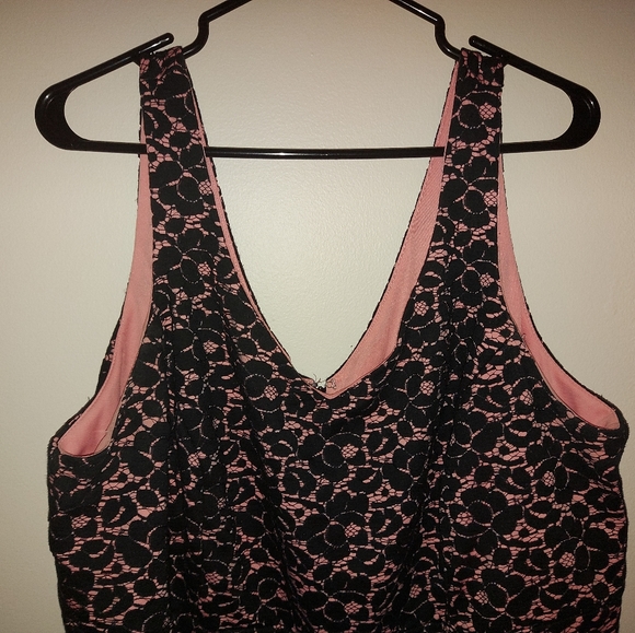 New Noir Lace Black & Pink Flare Dress - Picture 7 of 10